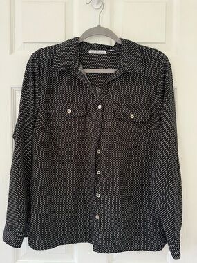 Notations Black Polka Dot Button-Down Shirt